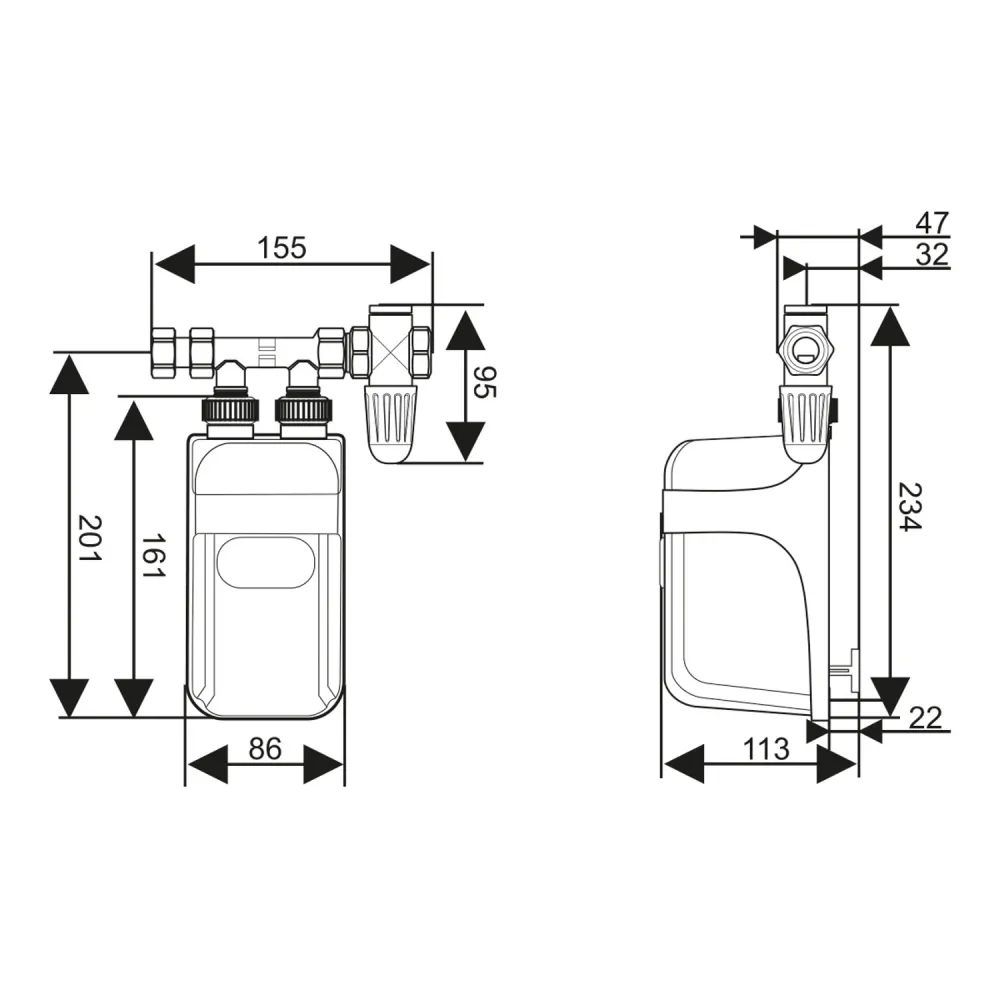 Chauffe-eau instantané Dafi, à installer sous le lavabo, avec raccord, 3,7 kW, 230 V