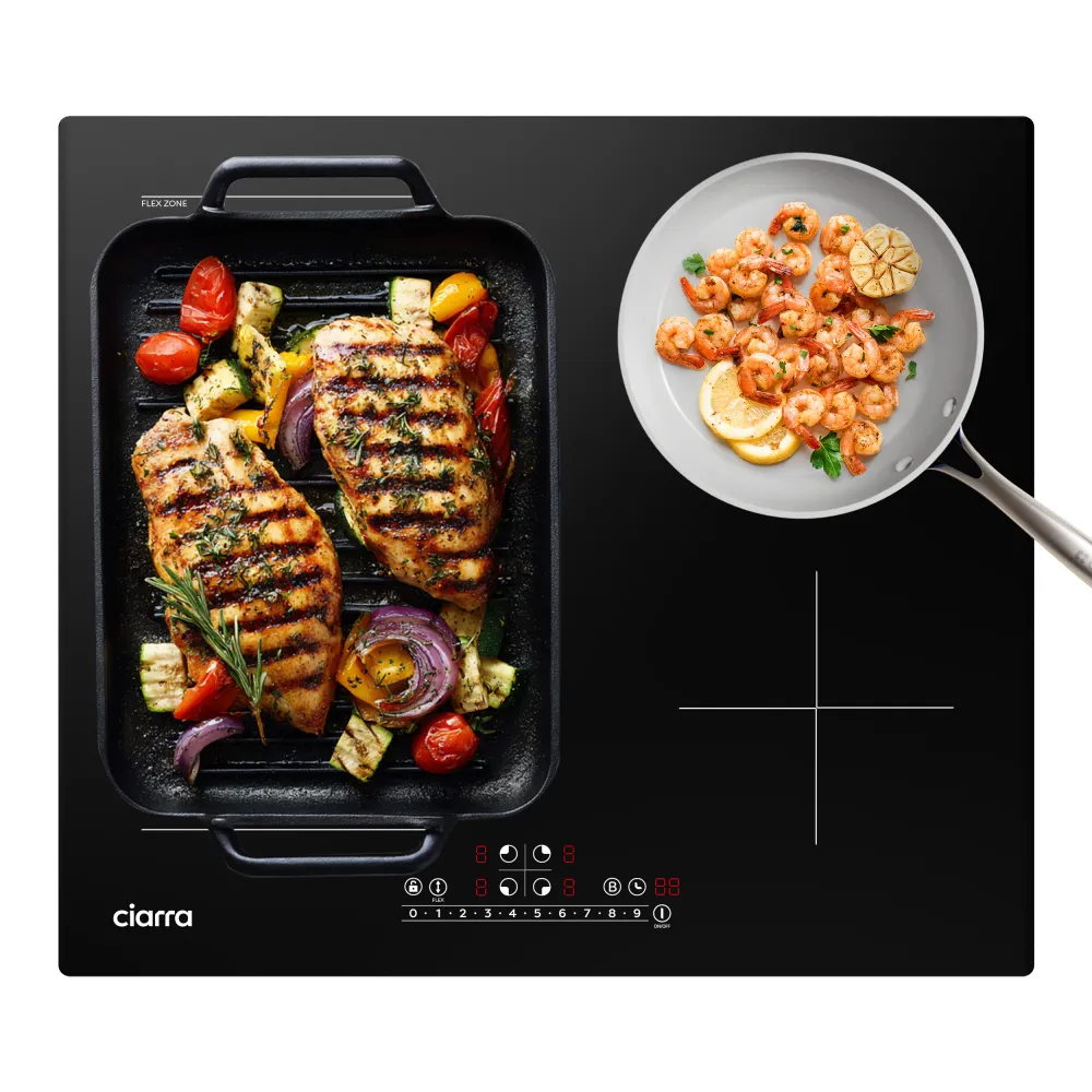 Ciarra 7200W Plaque à Induction 4 Feux 1 FlexZone Boosters CBBIH4BF-OW