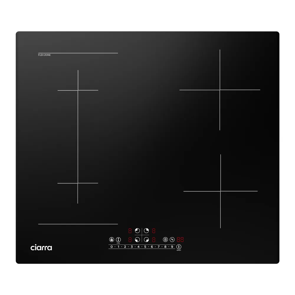 Ciarra 7200W Plaque à Induction 4 Feux 1 FlexZone Boosters CBBIH4BF-OW