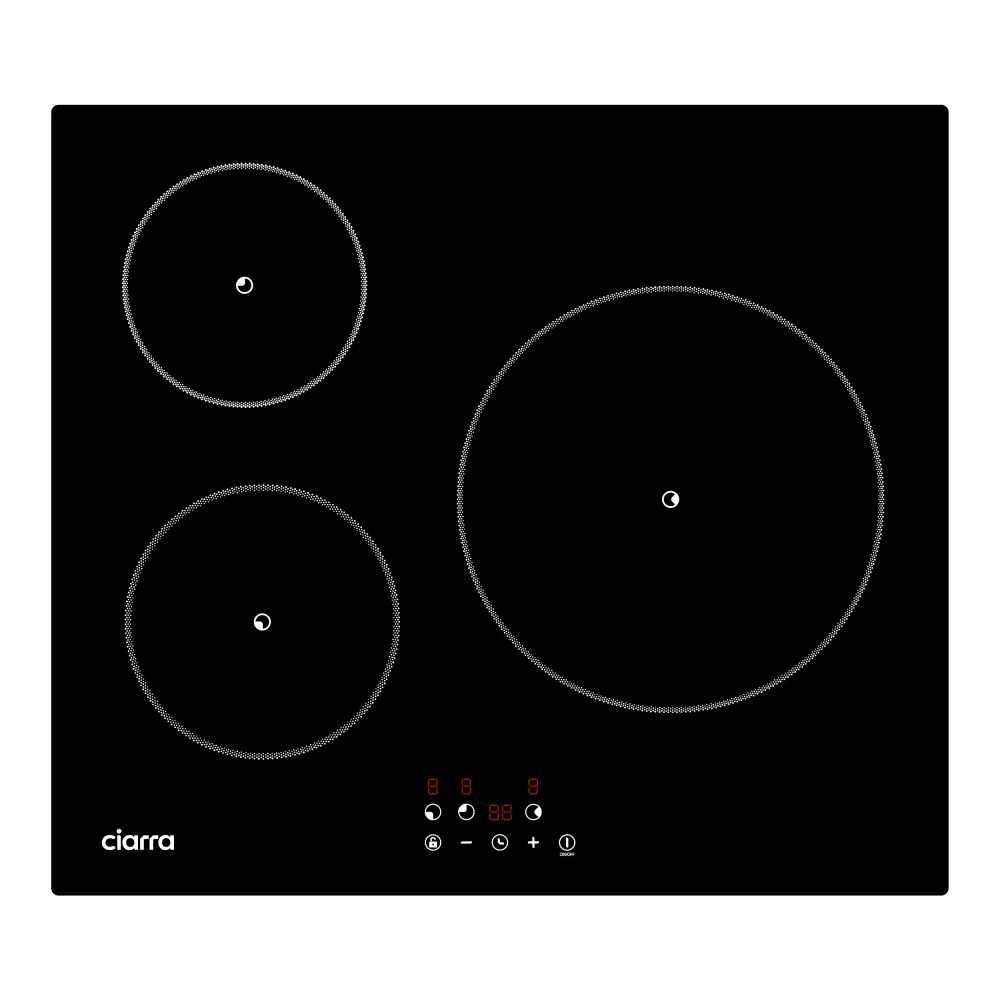 Ciarra Plaque à Induction Encastrable 3 Feux 9 Niveaux de Puissance CABBIH3-F