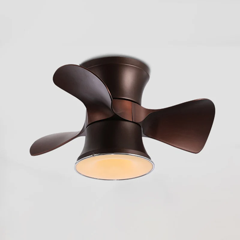 Ventilateur de plafond évasé en métal à 3 pales avec télécommande Macaron LED semi-encastré, 23,5" de large Clearhalo