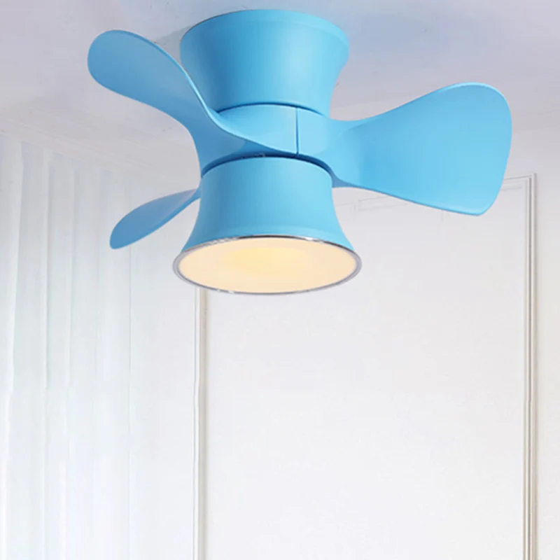 Ventilateur de plafond évasé en métal à 3 pales avec télécommande Macaron LED semi-encastré, 23,5" de large Clearhalo