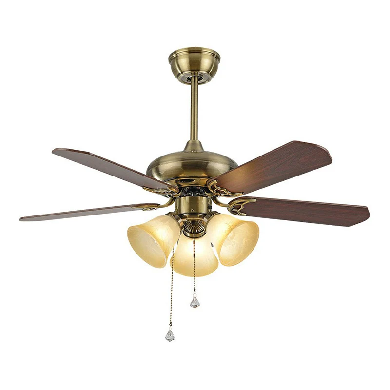 Ventilateur suspendu classique en verre dépoli en forme de cloche à 5 pales, 42 pouces de large, 3 lumières, montage semi-...
