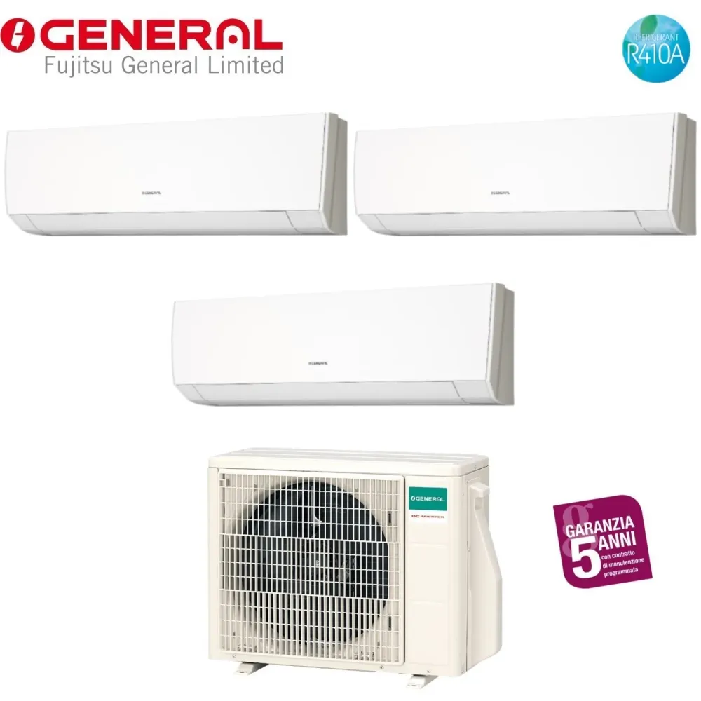 Climatisation à onduleur divisé d'essai général Fujitsu série LMCA 9 + 12 + 12 avec AOHG24LAT3 R-410 9000 + 12000 + 12000