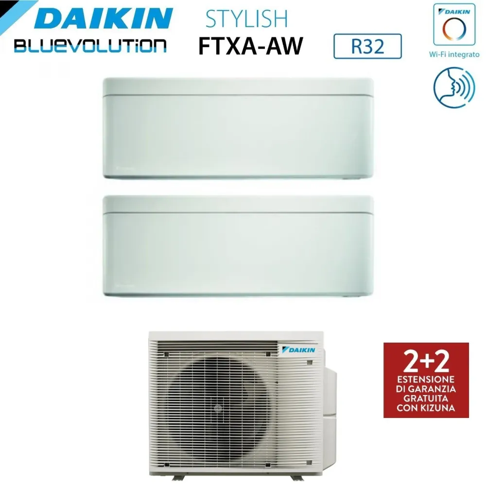 Climatiseur Daikin Bluevolution Dual Split Inverter Series Stylish White 7 + 15 Avec 2mxm50m9 / N R-32 Wi-Fi intégré 7000...