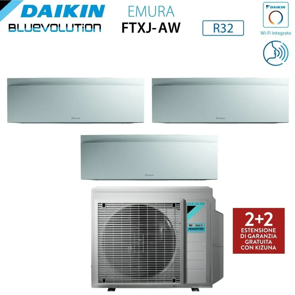 Climatiseur Daikin Bluevolution Trial Split Inverter EMURA WHITE III série 7+12+18 avec 3MXM68N R-32 Wi-Fi intégré 7000+12...