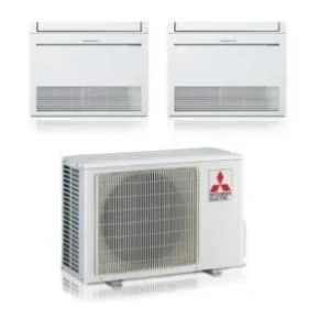 Climatiseur à double onduleur Mitsubishi Electric MFZ-KT25 (au sol) 9 + 9 avec MXZ-2F53VF R-32 Wi-Fi en option 9000 + 9000