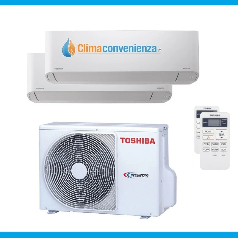 Climatiseur double split Inverter Toshiba Mirai R32 13000+13000 avec Ras-2m18u2avg-E 13+13 Btu