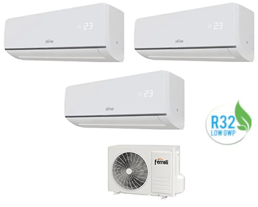 Climatiseur Ferroli Trial Split Inverter R32 Serie Aster M 3.2 9000+9000+12000 Avec 24-3 9+9+12