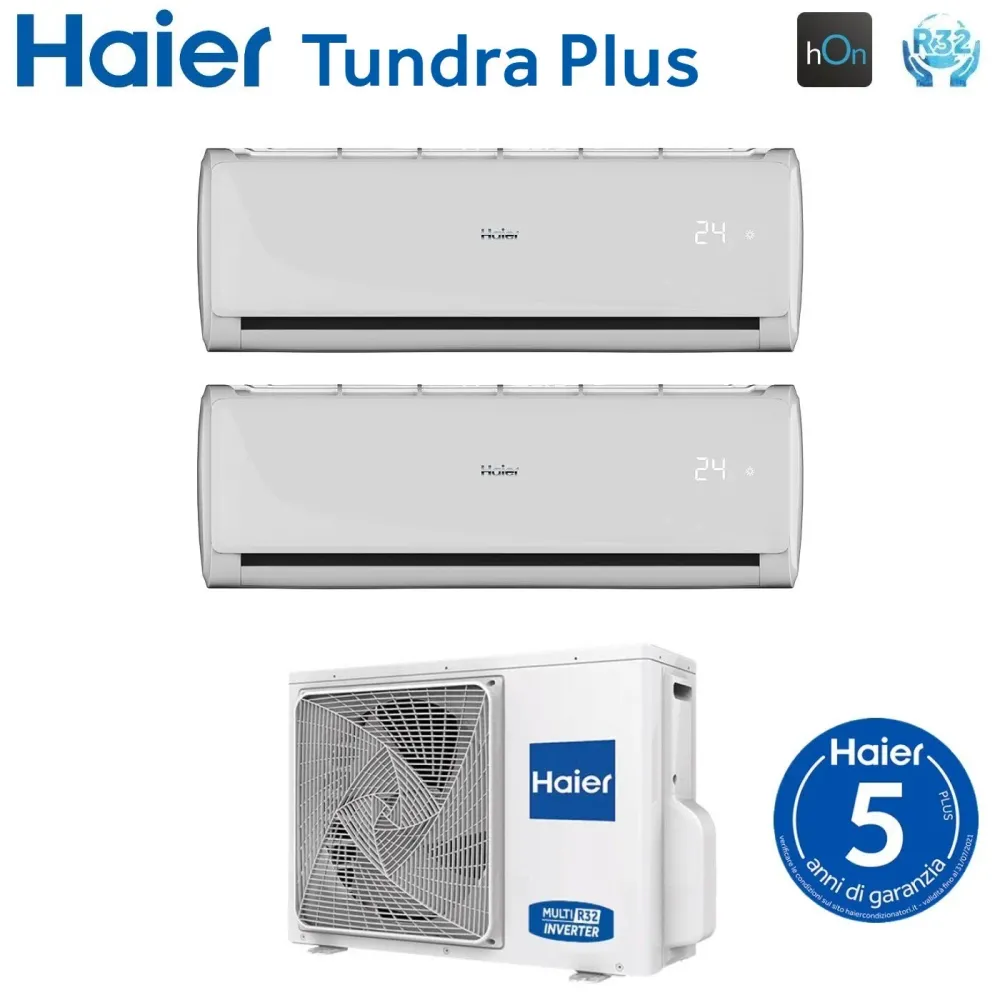 Climatiseur Haier Dual Split Inverter TUNDRA PLUS série 7+9 avec 2U40S2SM1FA R-32 Wi-Fi intégré 7000+9000