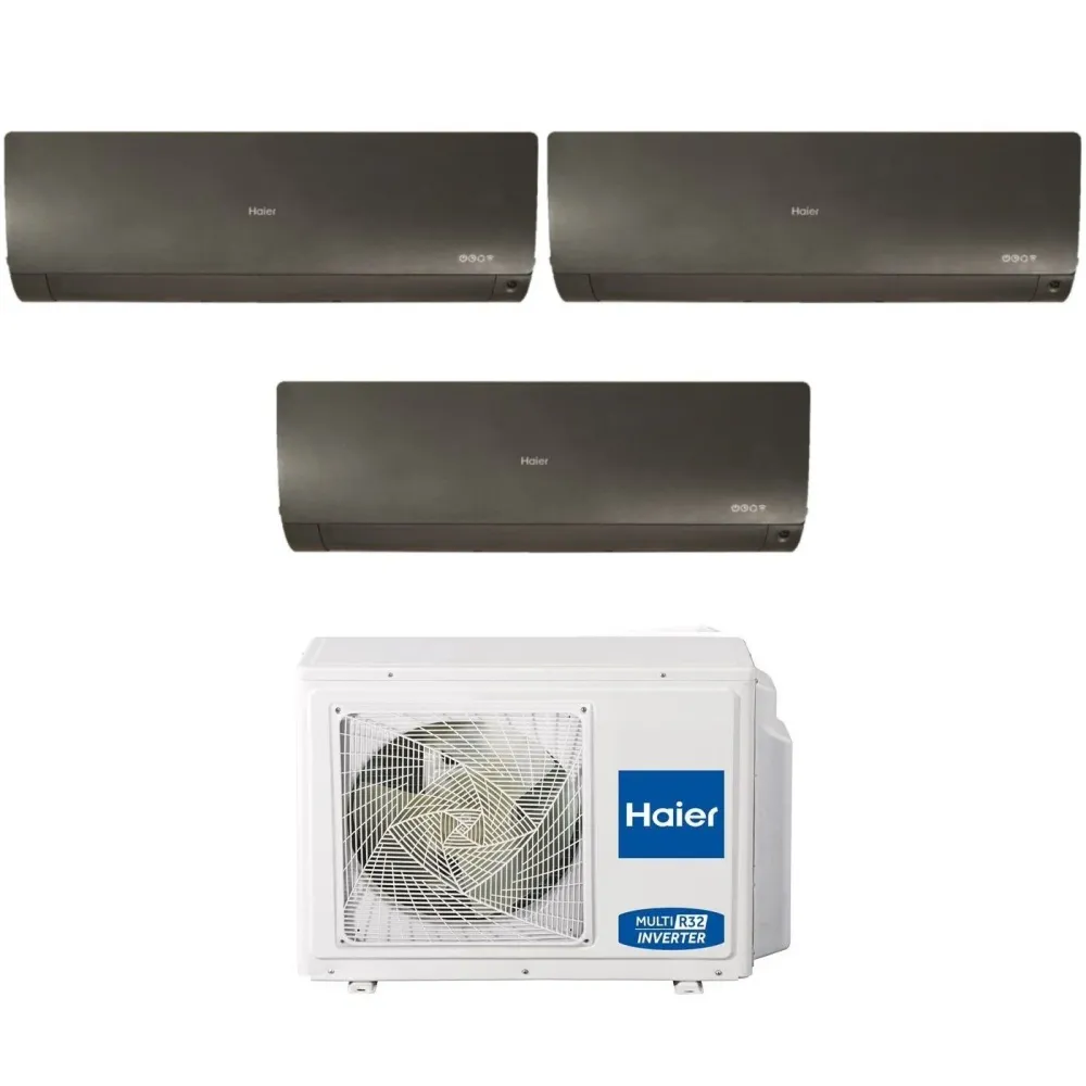 Climatiseur Haier Trial Split Inverter Series Flexis Plus Noir 7+7+7 Avec 3u70s2sr3fa R-32 Wi-Fi intégré Couleur Noir 7000...