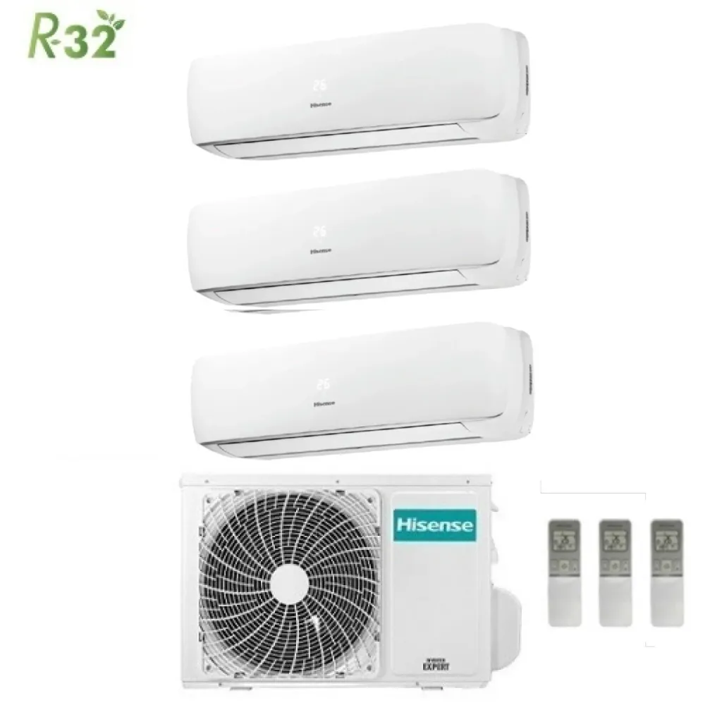 Climatiseur Hisense Trial Split Inverter Series Mini Apple Pie 12 + 12 + 12 Avec 3amw72u4rfa R-32 Wi-Fi Optionnel 12000 +...