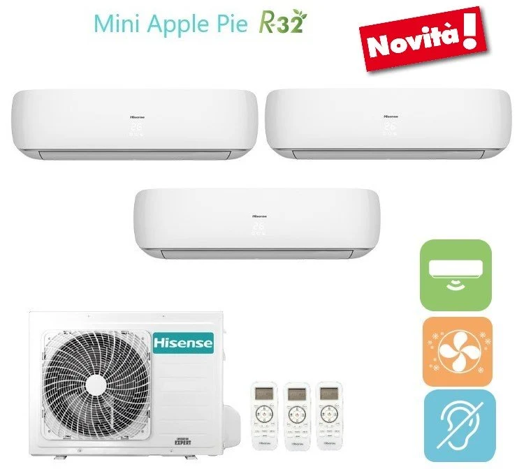 Climatiseur Hisense Trial Split Inverter Series Mini Apple Pie 12 + 12 + 12 Avec 3amw72u4rfa R-32 Wi-Fi Optionnel 12000 +...