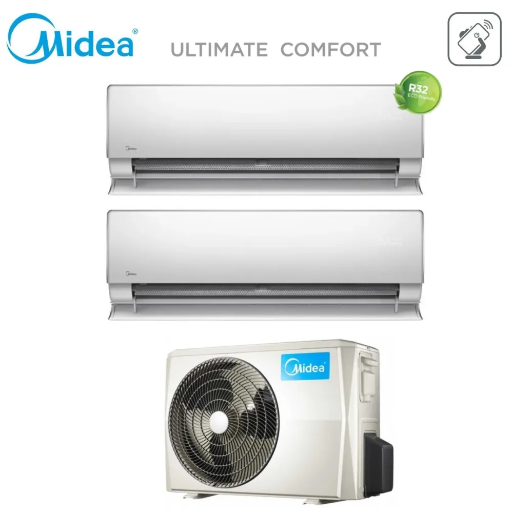 Climatiseur Midea Dual Split Inverter CONFORT ULTIME série 12+12 avec M2O-18FN8-Q R-32 Wi-Fi intégré 12000+12000