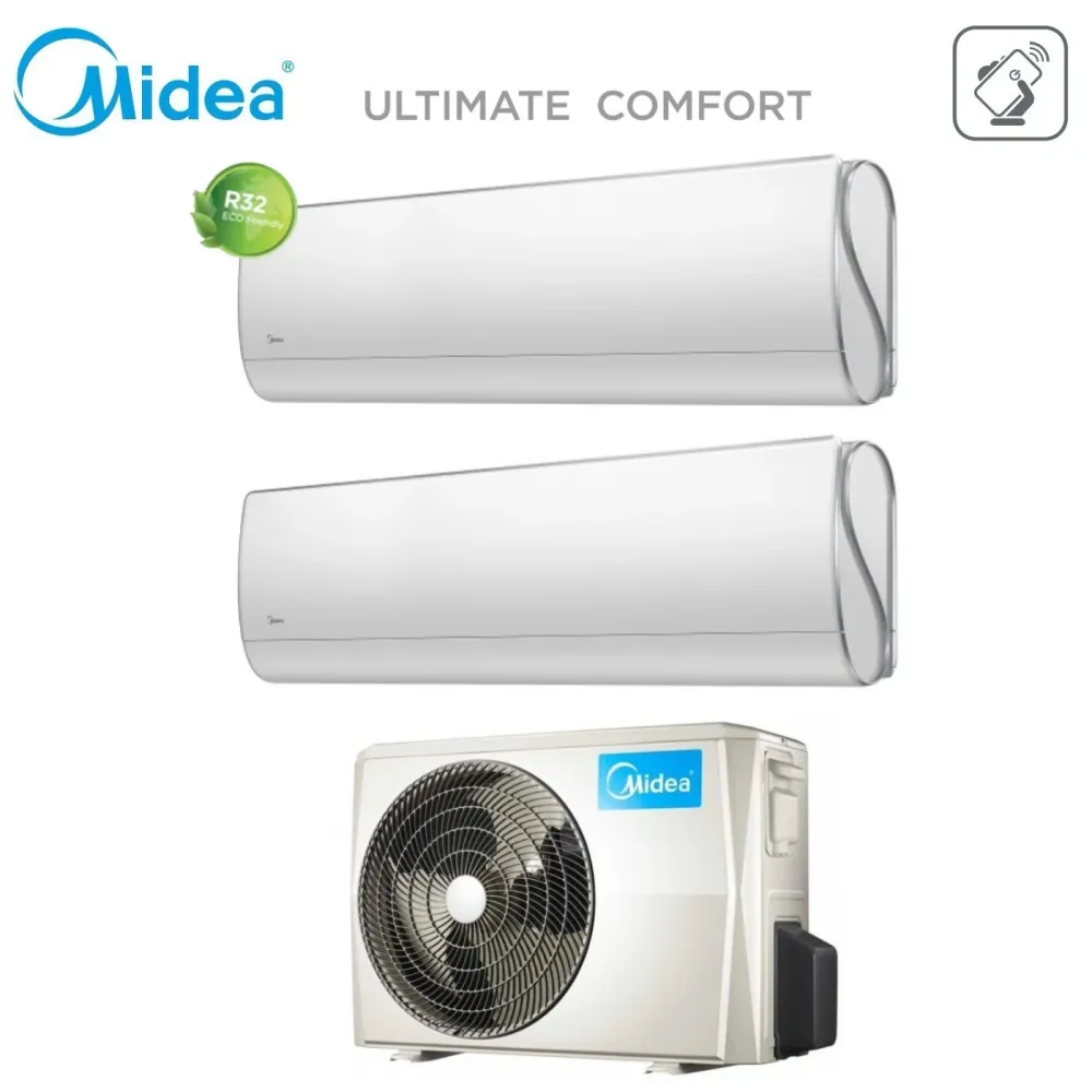 Climatiseur Midea Dual Split Inverter CONFORT ULTIME série 12+12 avec M2O-18FN8-Q R-32 Wi-Fi intégré 12000+12000
