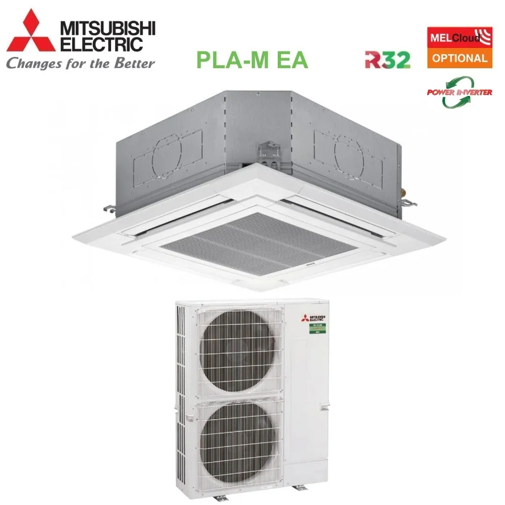 Climatiseur Mitsubishi Electric 90x90 Cassette inverseur 4 voies 48000 Btu PLA-M140EA + PUZ-ZM140VKA Monophasé R-32 Wi-Fi...