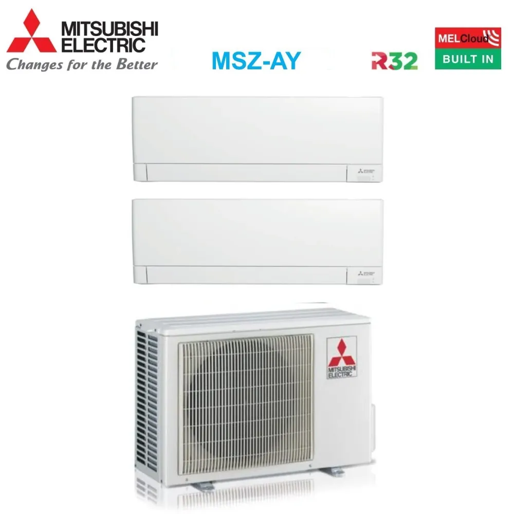 Climatiseur Mitsubishi Electric Dual Split Inverter Plus Line MSZ-AY série 12+12 avec MXZ-2F42VF R-32 Wi-Fi intégré 12000+...