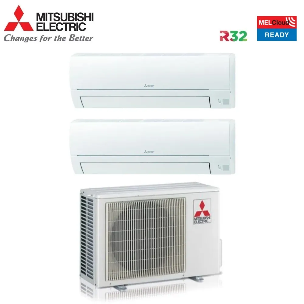 Climatiseur Mitsubishi Electric Dual Split Inverter SMART MSZ-HR série 9+18 avec MXZ-2HA50VF R-32 Wi-Fi en option 9000+18000