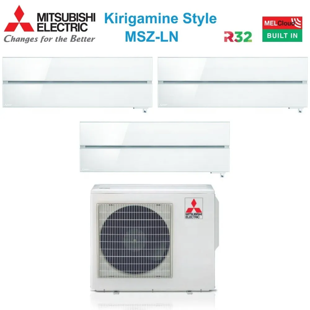 Climatiseur Mitsubishi Electric Trial Split Inverter Series Kirigamine Style Msz-Ln 9+12+12 Avec Mxz-3f54vf Pearl White R-...