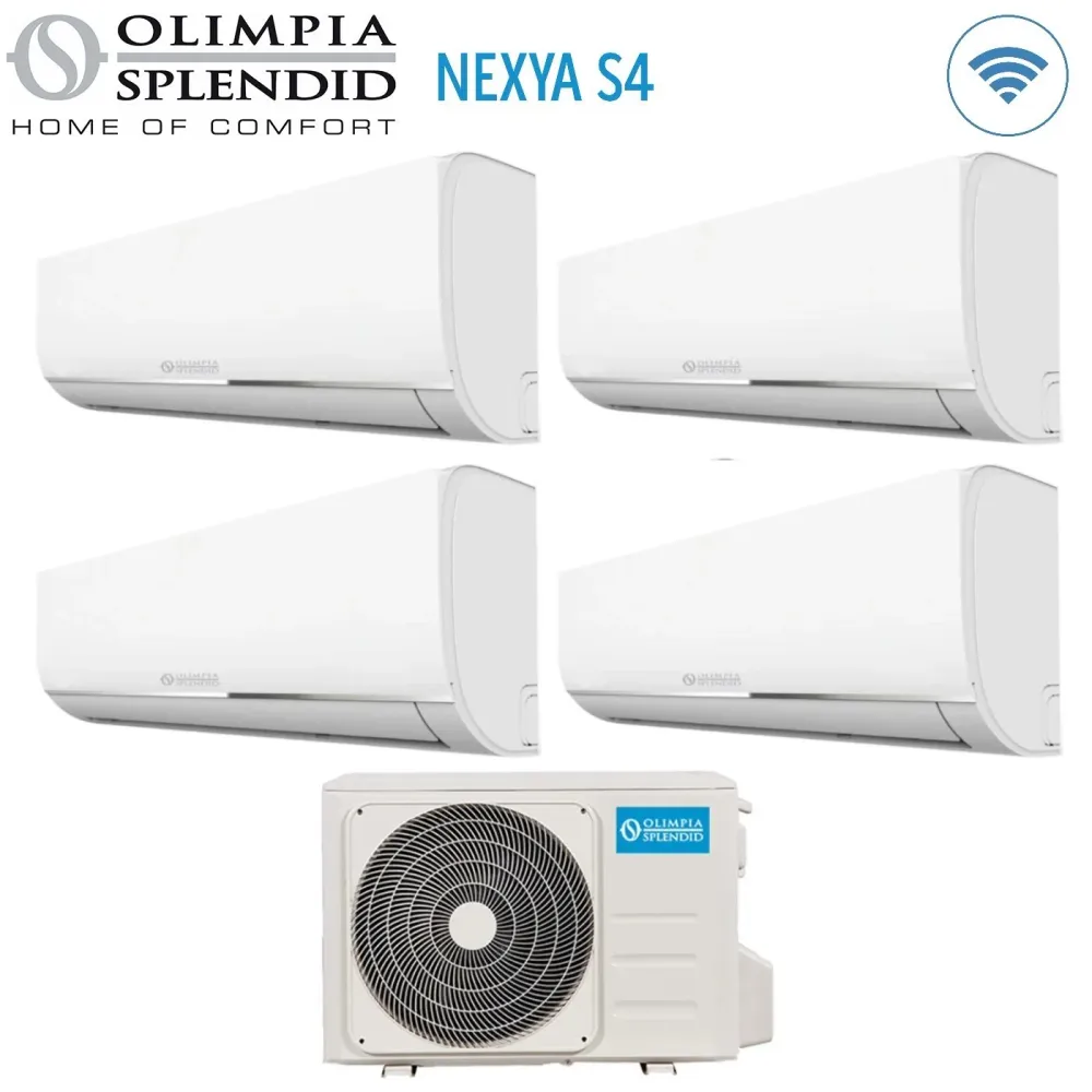 Climatiseur Olimpia Splendid Quadri Split Inverter NEXYA S4 série 9+9+9+12 avec OS-CEMYH28EI R-32 Wi-Fi intégré 9000+9000+...