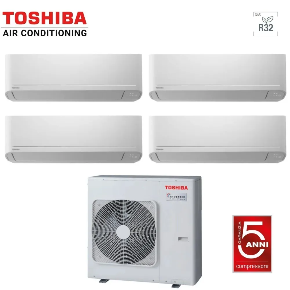Climatiseur Toshiba Quadri Split Inverter Série Seiya 7+7+7+13 (7+7+7+12) Ras-4m27u2avg-E R-32 Wi-Fi Optionnel 7000+7000+7...