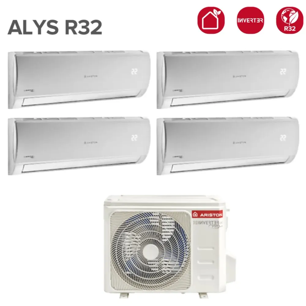 Climatizzatore Condizionatore Ariston Quadri Split Inverter serie ALYS 9+9+9+18 con QUAD 110 XD0C-O R-32 Wi-Fi Optional 90...