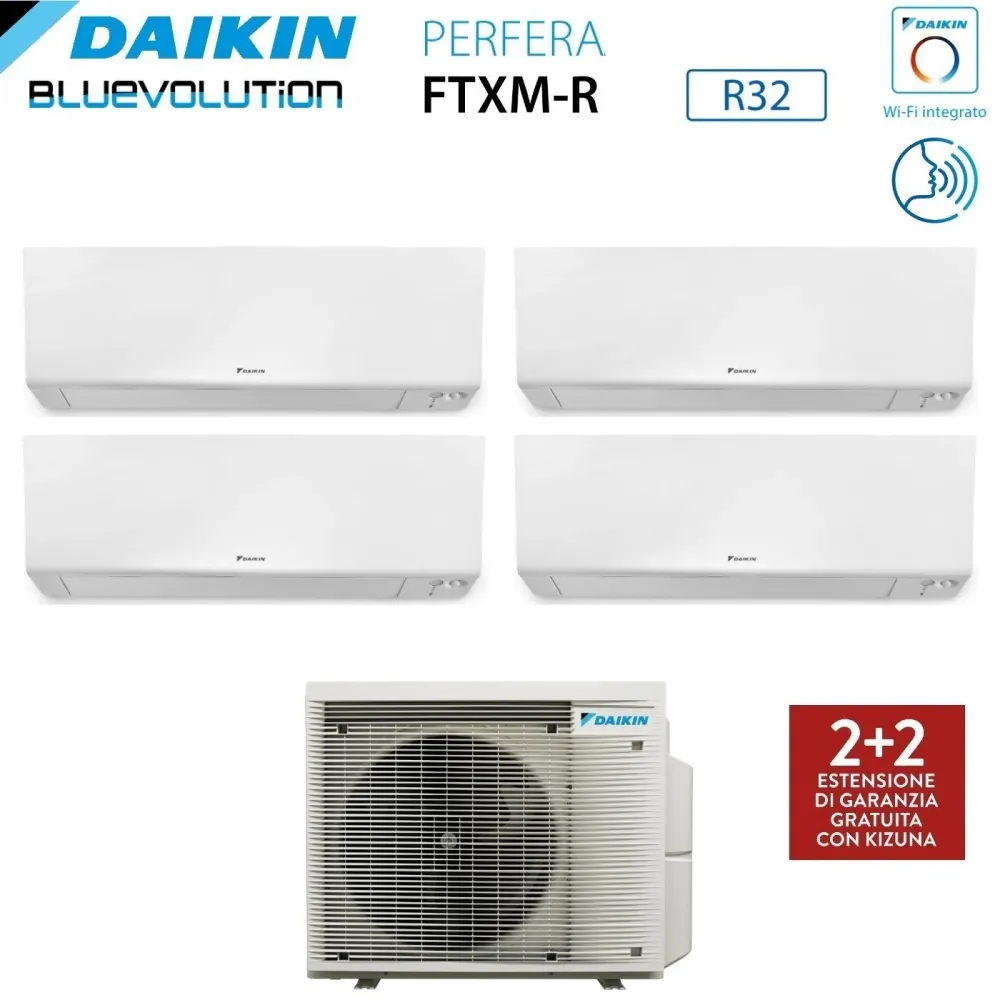 Climatizzatore Condizionatore Daikin Bluevolution Quadri Split Inverter serie FTXM/R PERFERA WALL 7+9+12+18 con 4MXM80A R-...