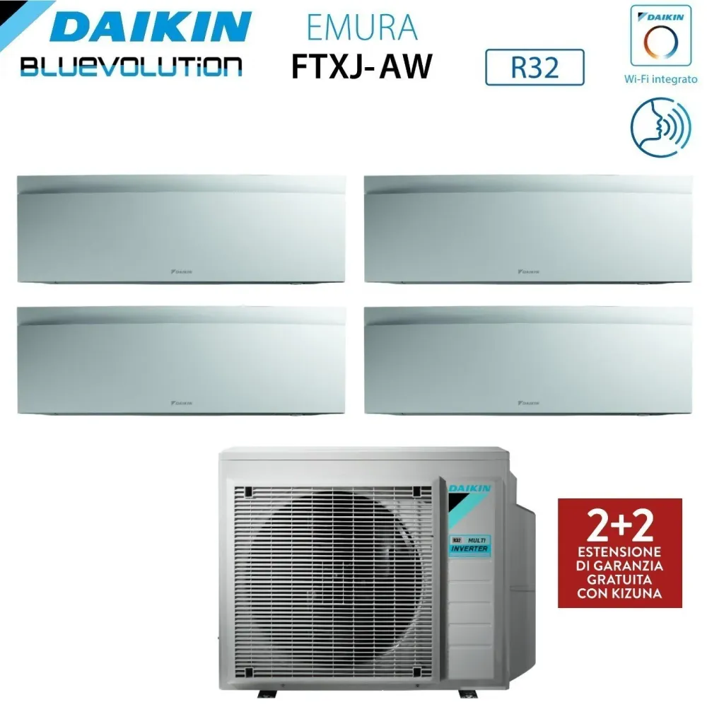 Climatizzatore Condizionatore Daikin Bluevolution Quadri Split Inverter serie EMURA WHITE III 7+7+7+18 con 4MXM68N R-32 Wi...
