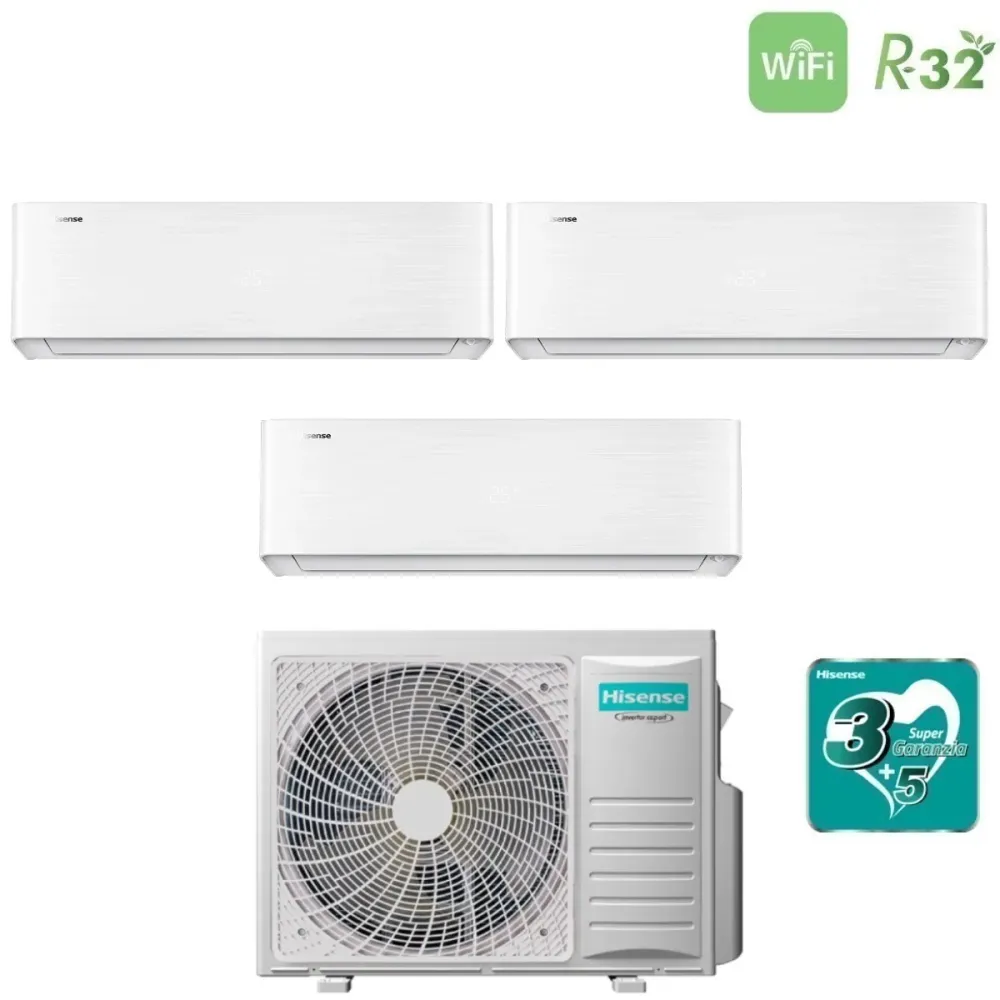 Climatizzatore Condizionatore Hisense Trial Split Inverter serie ENERGY PRO X 9+9+12 con 3AMW72U4RJC R-32 Wi-Fi Integrato...