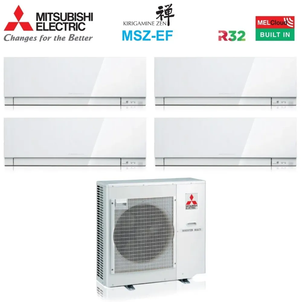 Climatizzatore Condizionatore Mitsubishi Electric Quadri Split Inverter serie KIRIGAMINE ZEN WHITE MSZ-EF 7+7+15+15 con MX...