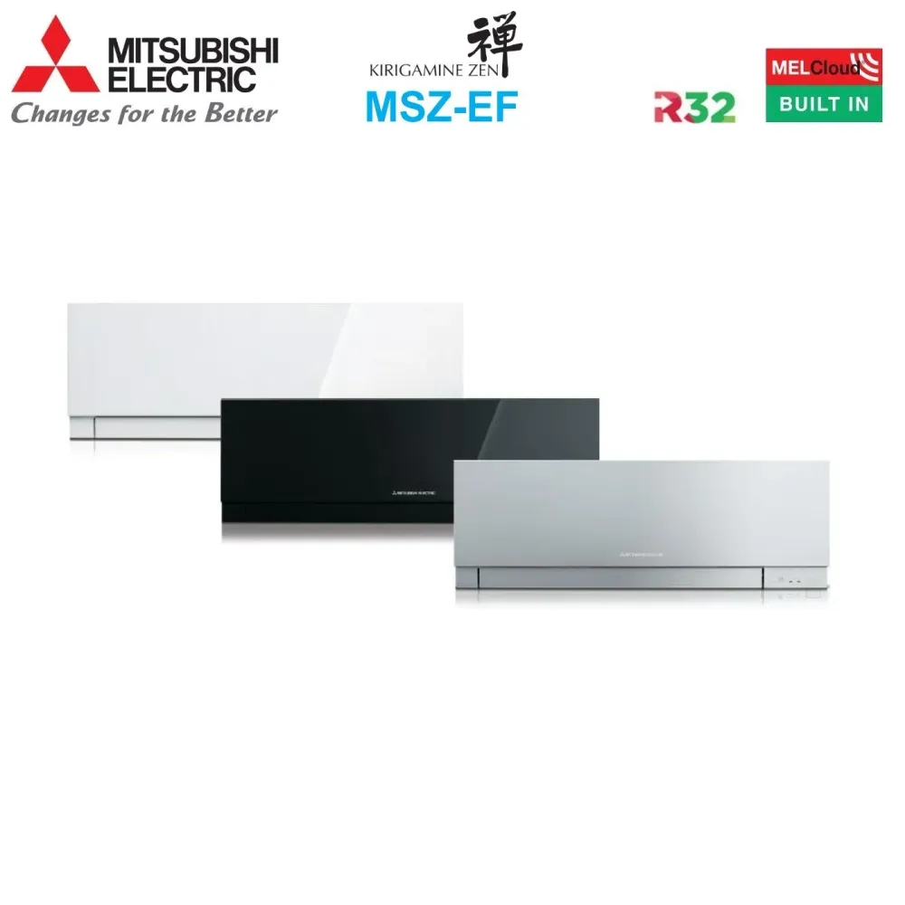Climatizzatore Condizionatore Mitsubishi Electric Quadri Split Inverter serie KIRIGAMINE ZEN BLACK MSZ-EF 7+9+9+15 con MXZ...