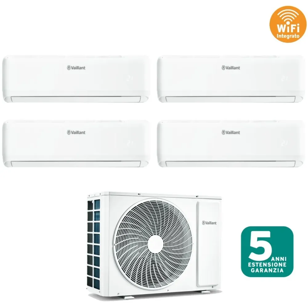 Climatizzatore Condizionatore Vaillant Quadri Split Inverter serie CLIMAVAIR PRO 7+7+7+12 con VAM1-080A4NO R-32 Wi-Fi Inte...