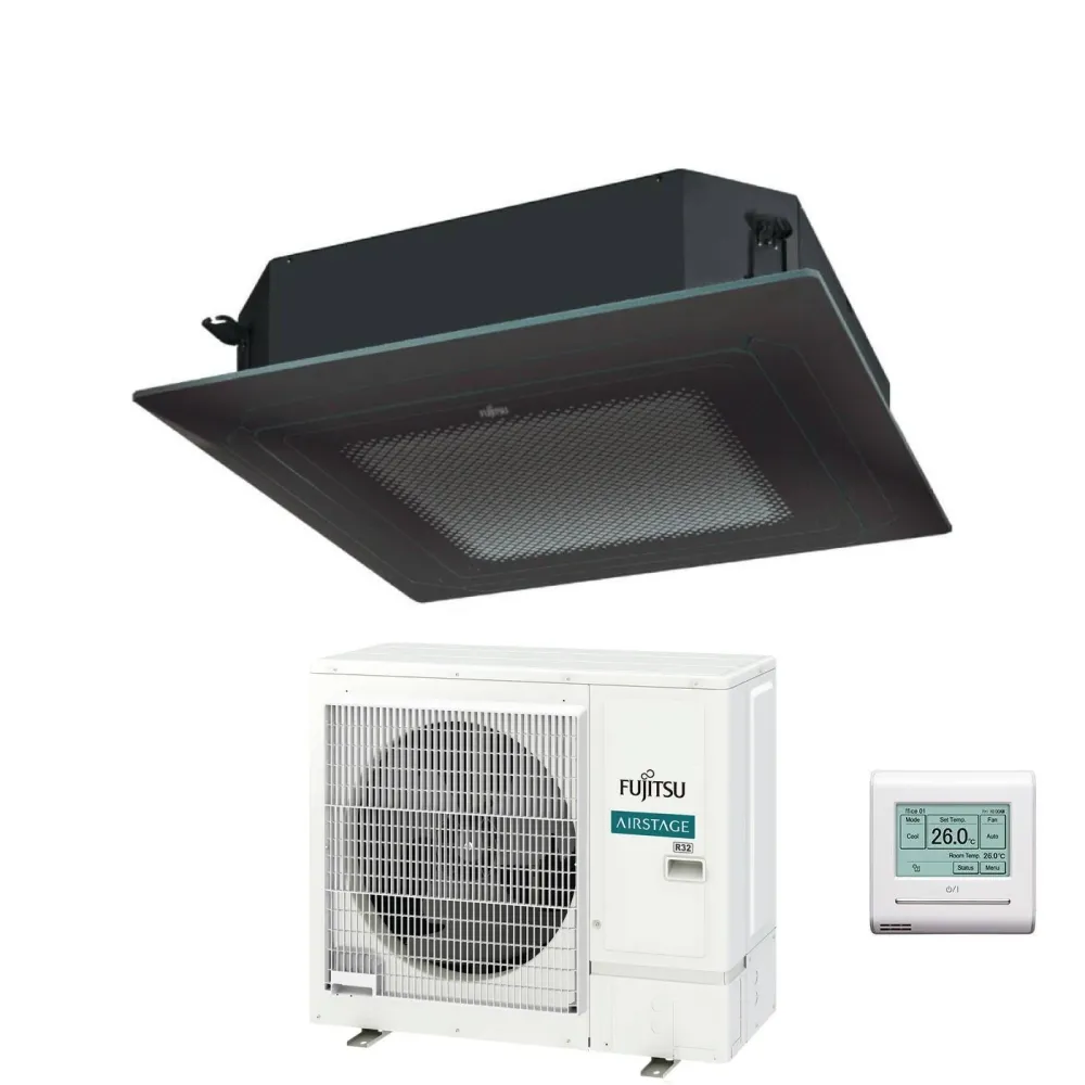 Condizionatore Cassetta Fujitsu KR Eco Circular Flow Black 36000 Btu AUXG36KRLB Monofase R-32 Wi-Fi Optional con Griglia e...