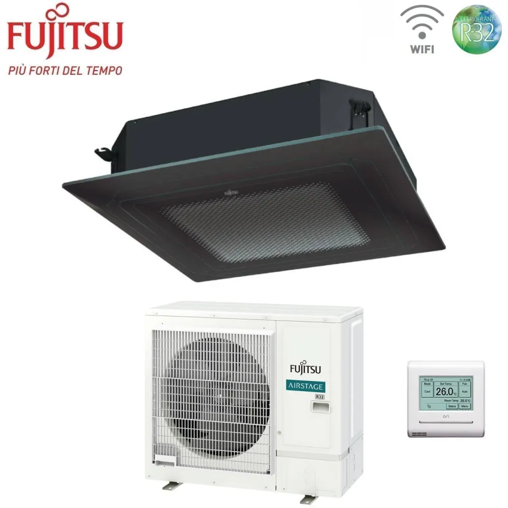 Condizionatore Cassetta Fujitsu KR Eco Circular Flow Black 36000 Btu AUXG36KRLB Monofase R-32 Wi-Fi Optional con Griglia e...