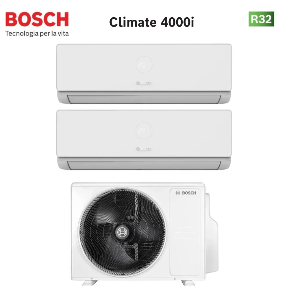 Condizionatore Dual Split Bosch Climate 4000i 9+18 con 5000M 53/2 E R-32 Wi-Fi Optional