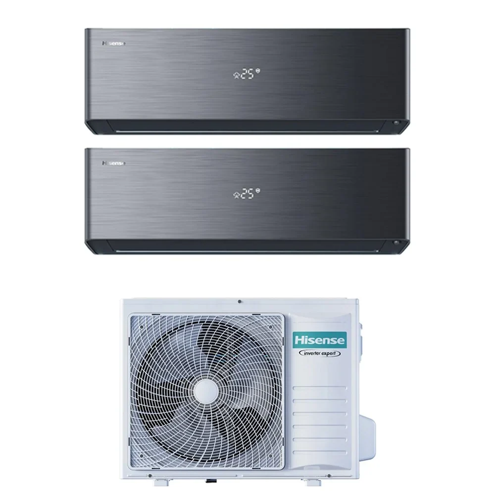 Condizionatore Dual Split Hisense Energy Pro X Black 9+18 con 3AMW52U4RJC R-32 Wi-Fi Integrato