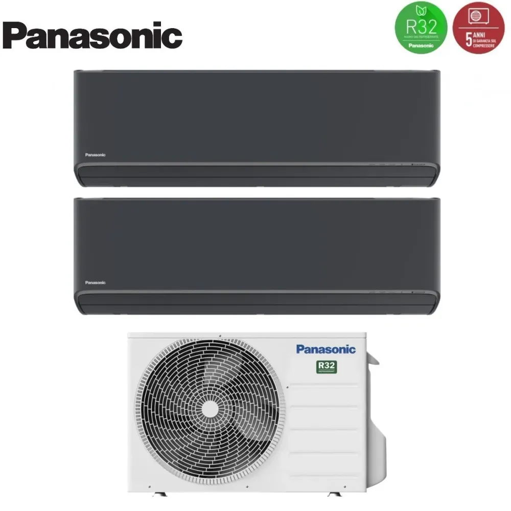 Condizionatore Dual Split Panasonic Etherea Dark 9+12 con CU-2Z41TBE R-32 Wi-Fi Integrato