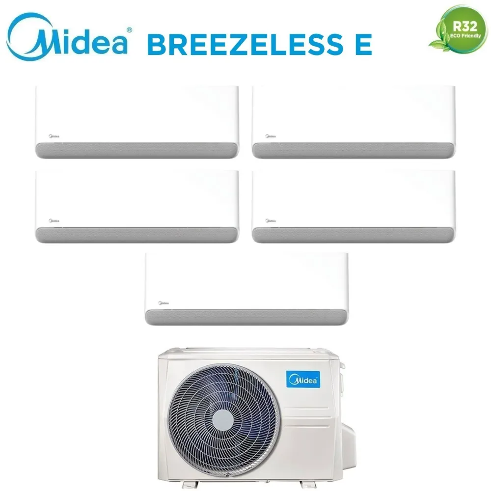 Condizionatore Penta Split Midea Breezeless E 9+12+12+12+12 con M5OE-42HFN8-Q R-32 Wi-Fi Integrato
