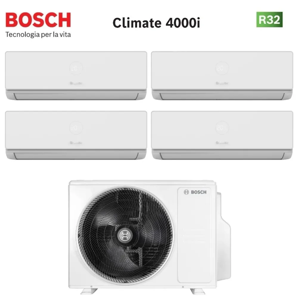 Condizionatore Quadri Split Bosch CLIMATE 4000i 9+9+12+12 con 5000M 82/4 E R-32 Wi-Fi Optional