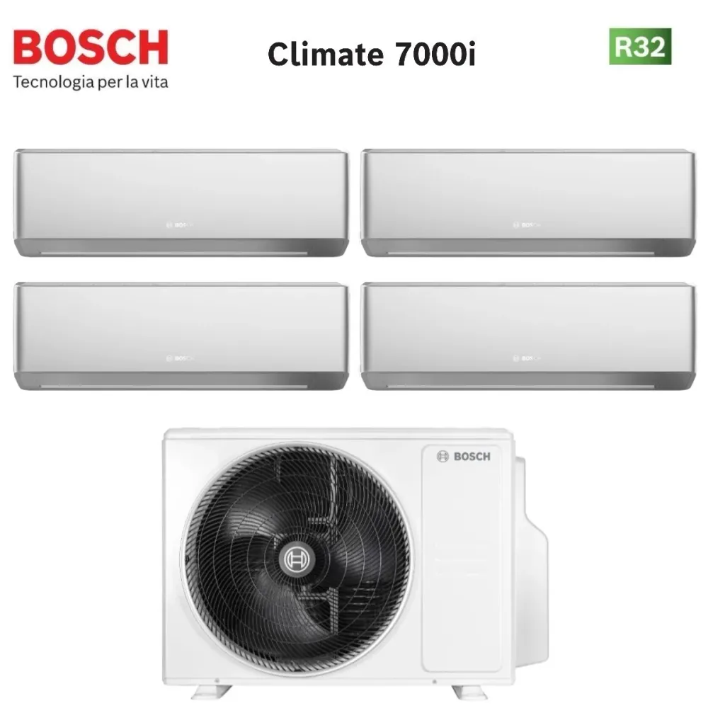Condizionatore Quadri Split Bosch CLIMATE 7000i SILVER 7+9+12+12 con 5000M 105/4 E R-32 Wi-Fi Integrato