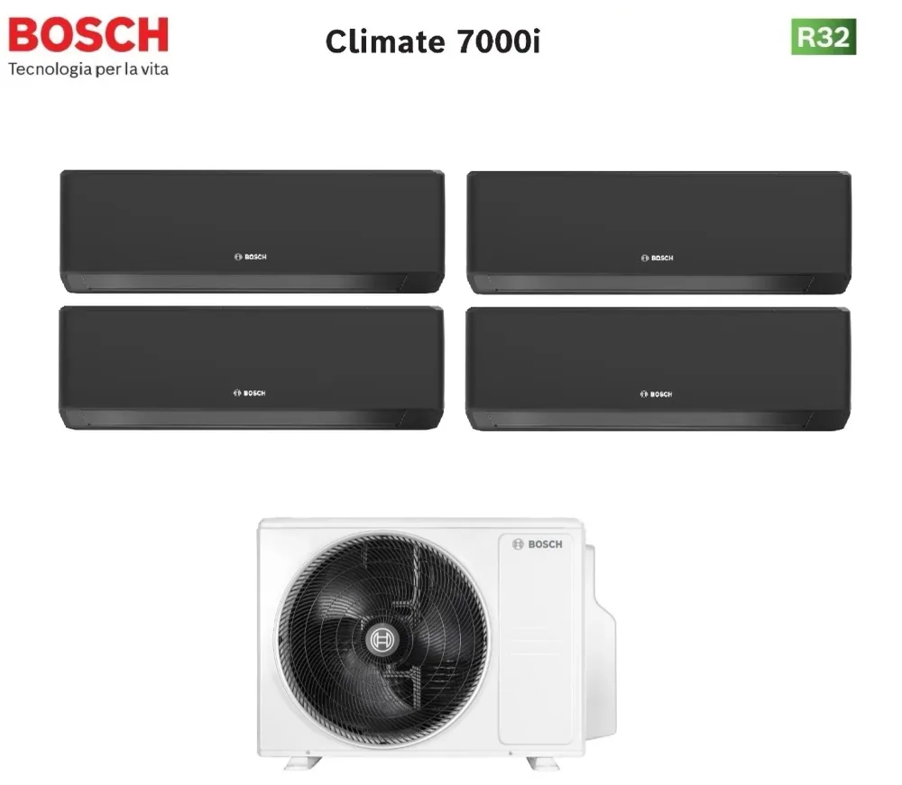Condizionatore Quadri Split Bosch CLIMATE 7000i Black 7+7+7+15 con 5000M 82/4 E R-32 Wi-Fi Integrato