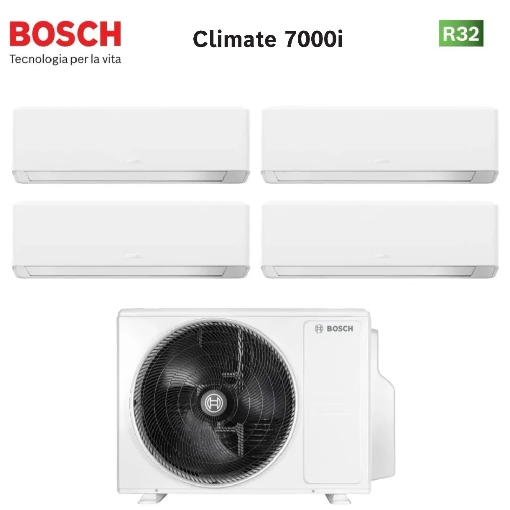 Condizionatore Quadri Split Bosch CLIMATE 7000i WHITE 9+9+12+12 con 5000M 105/4 E R-32 Wi-Fi Integrato