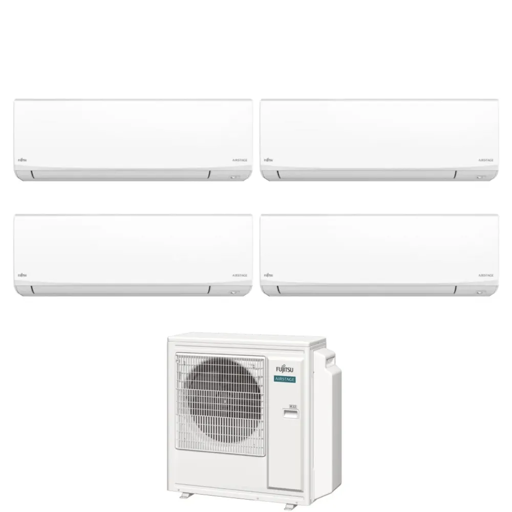 Condizionatore Quadri Split Fujitsu KJ White 7+9+12+12 con AOEG30KBTA4 R-32 Wi-Fi Integrato