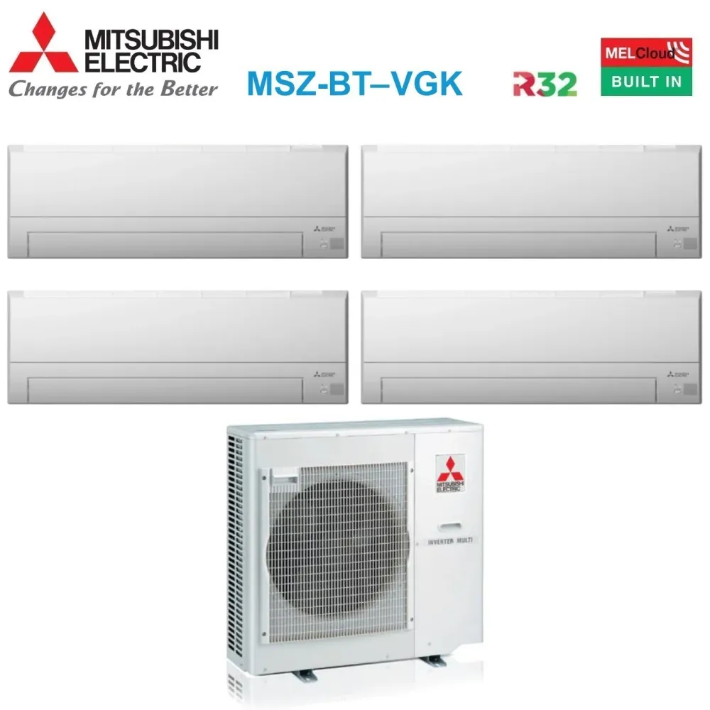 Condizionatore Quadri Split Mitsubishi Electric MSZ-BT 7+7+9+12 con MXZ-4F72VF R-32 Wi-Fi Integrato