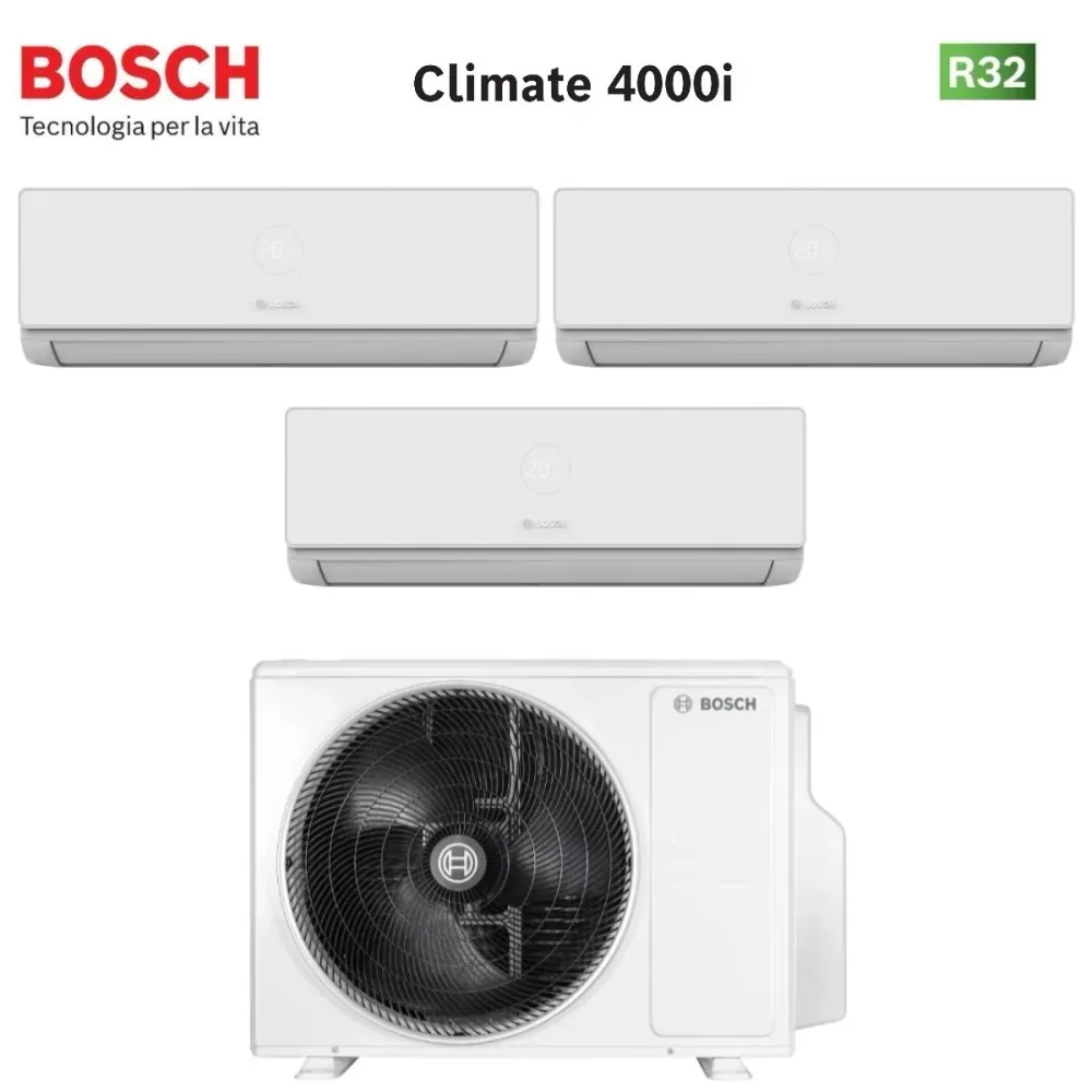 Condizionatore Trial Split Bosch CLIMATE 4000i 9+9+12 con 5000M 79/3 E R-32 Wi-Fi Optional