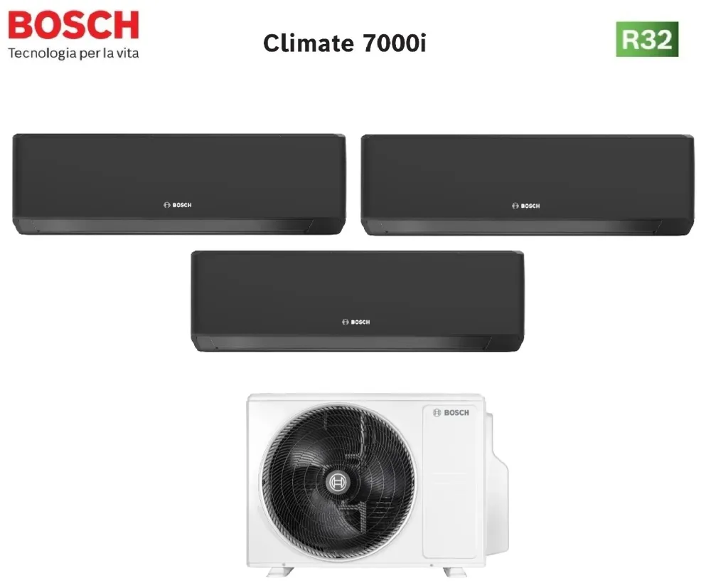 Condizionatore Trial Split Bosch CLIMATE 7000i Black 7+9+18 con 5000M 79/3 E R-32 Wi-Fi Integrato