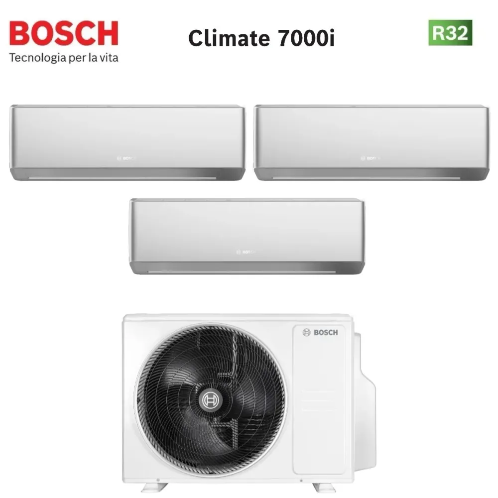 Condizionatore Trial Split Bosch CLIMATE 7000i SILVER 7+12+18 con 5000M 79/3 E R-32 Wi-Fi Integrato