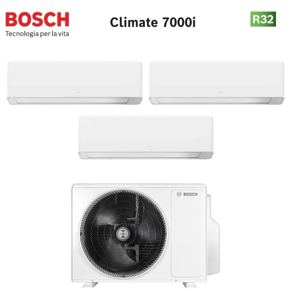 Condizionatore Trial Split Bosch CLIMATE 7000i WHITE 7+7+12 con 5000M 79/3 E R-32 Wi-Fi Integrato