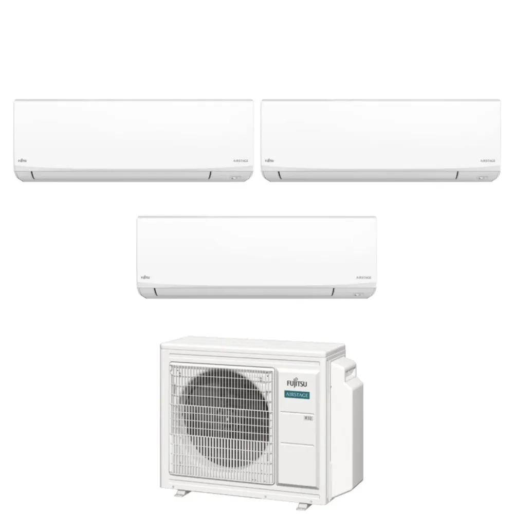 Condizionatore Trial Split Fujitsu KJ White 7+9+9 con AOEG18KBCA3 R-32 Wi-Fi Integrato
