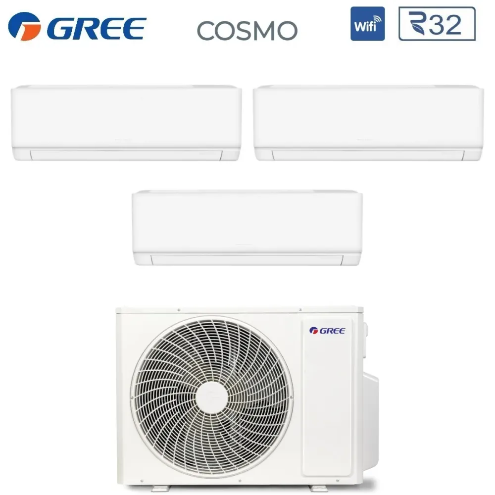 Condizionatore Trial Split Gree Cosmo 9+9+12 con GWHD(36)NK6OO R-32 Wi-Fi Integrato